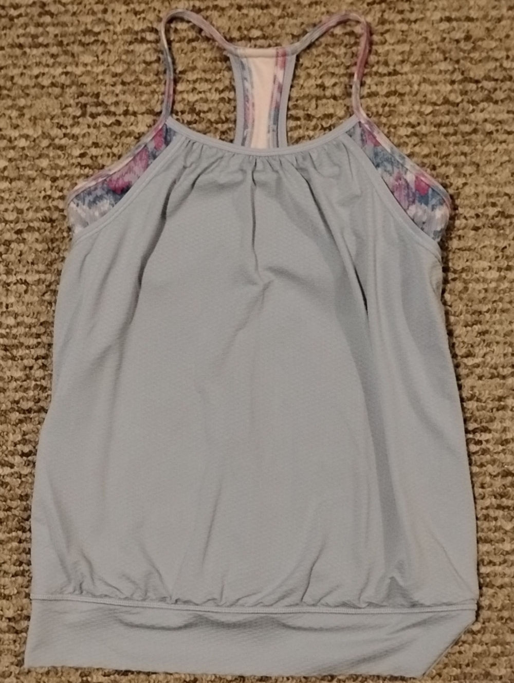 Ivviva Light Blue Women's Racerback Tank Top with Printed Trim